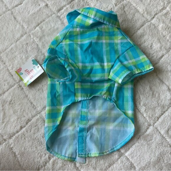 Meijer | Easter Dog apparel "Blue Plaid" Button Up Shirt | Size Medium - Picture 2 of 10